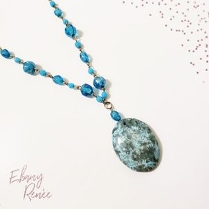 🔴Turquoise Linked Beaded Necklace with Charm